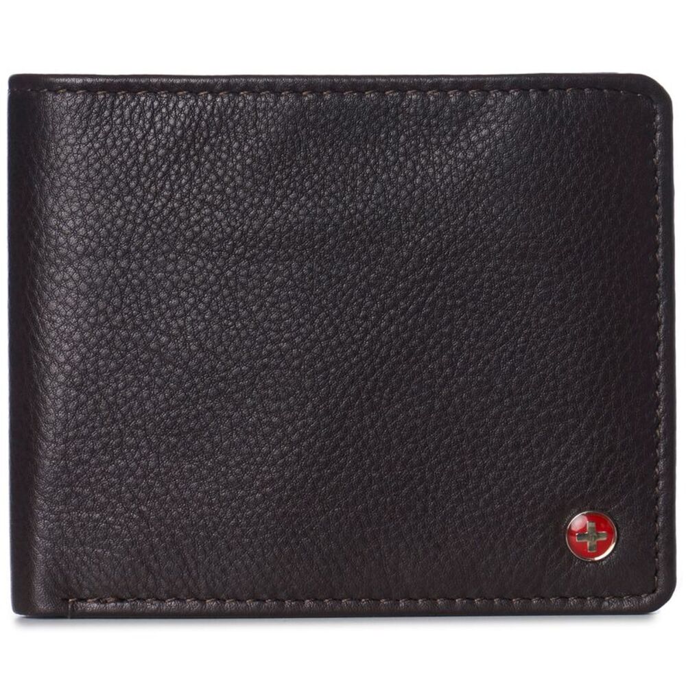 Alpine Swiss Mens Commuter RFID Bifold Wallet 2 ID Windows Divided Bill Section